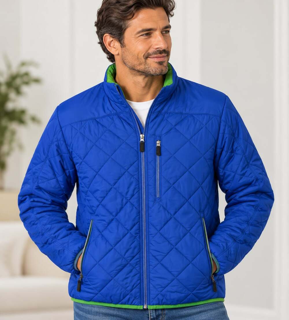 Lands' End Blue/Green Quilted Puffer Jacket Size Medium